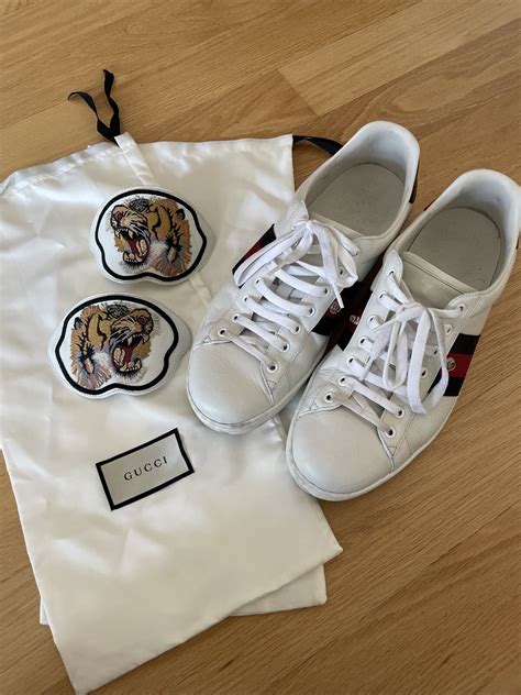 gucci ace sneakers with removable patches|Gucci ace tiger sneakers.